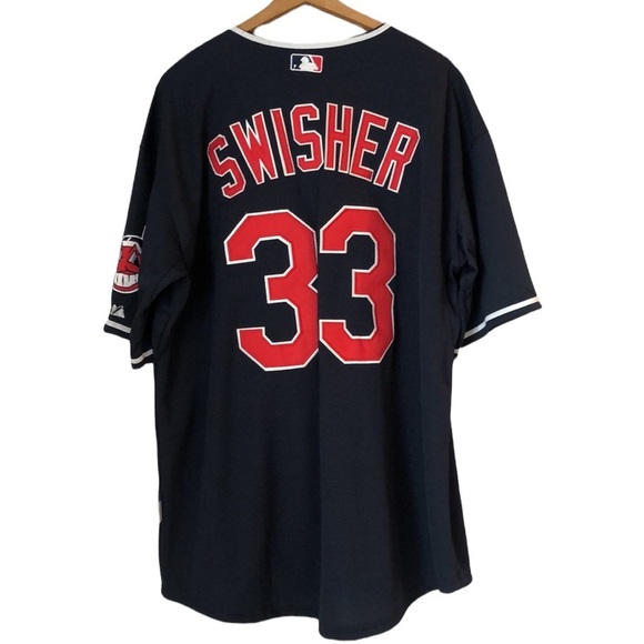 NWT Cleveland Indians Swisher Jersey Size 54 Authentic Majestic With Cool Base
